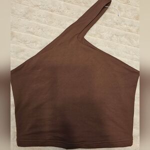 Elegant Brown One-Shoulder Top